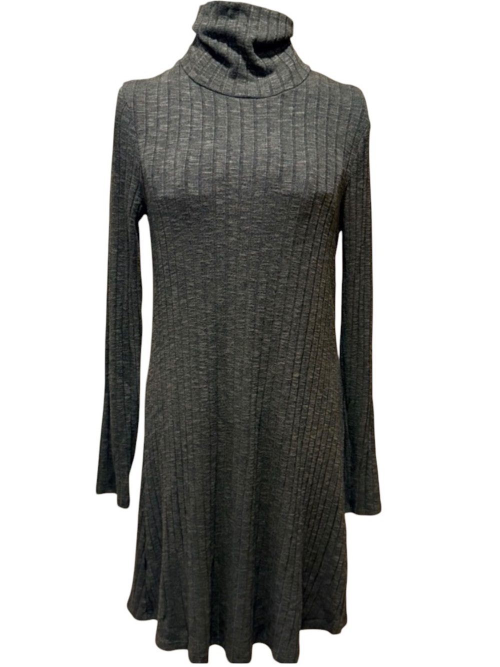 Michael Stars Ribbed Turtleneck Sweater Dress Brown Long Sleeve Swing S